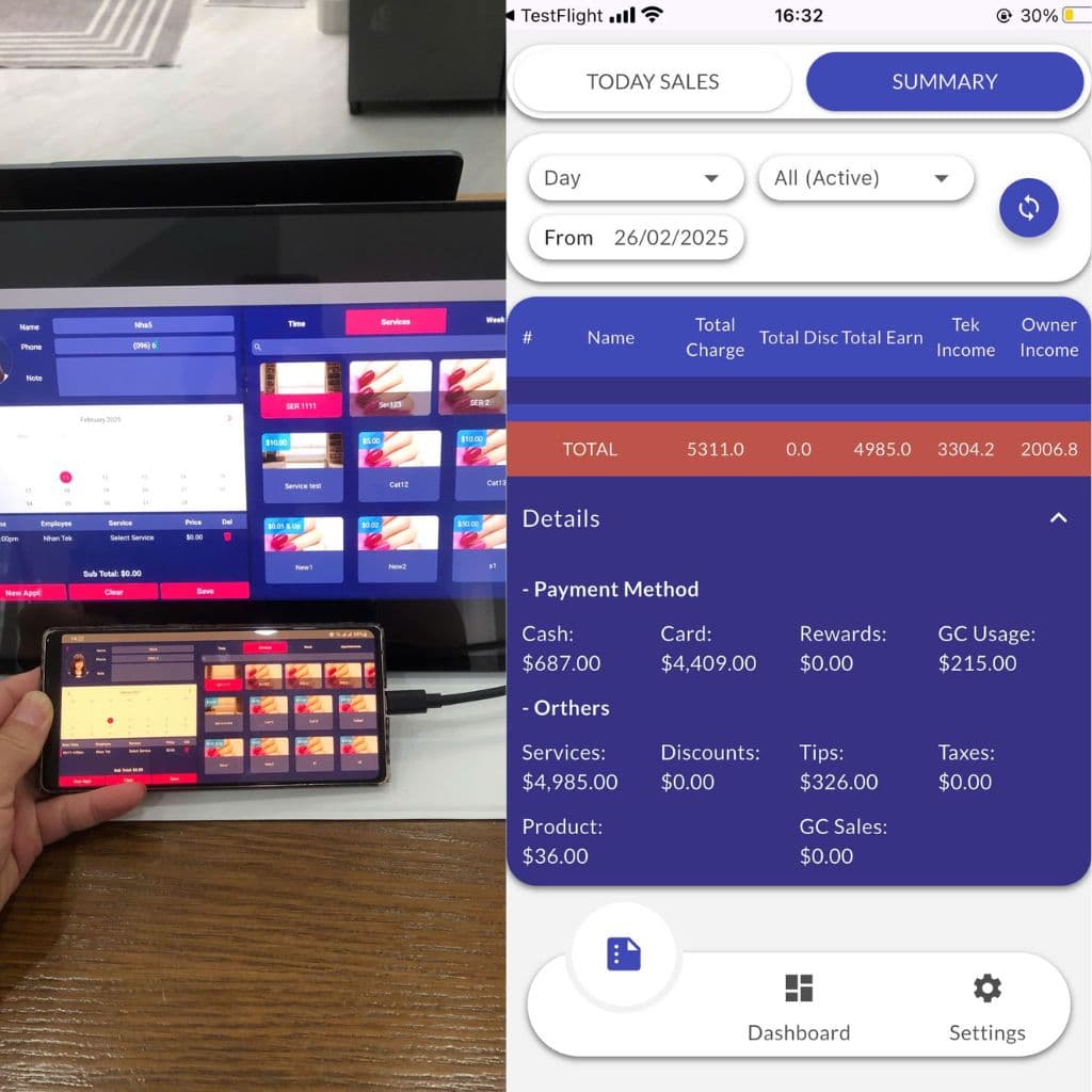 Nail POS System for US Clients
